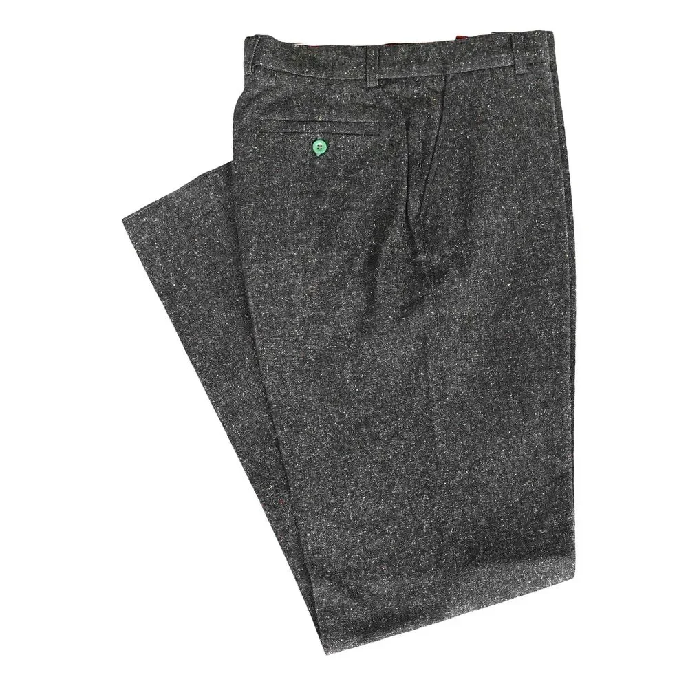 Mens 32 Gray Donegal Cotton Dress Pants Straight Fit Flat Front Trousers NWT